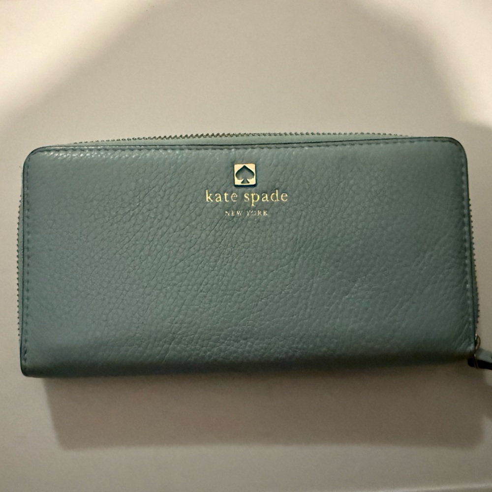 Pebbled Leather, Kate Spade baby blue continental wallet